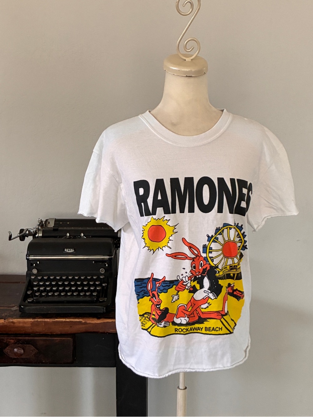 The Ramones Rockaway Beach Raw Hem Tee - Size Medium